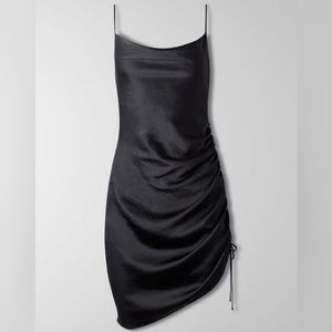 NWT WILFRED ARITZIA Sestina slip asymmetrical ruched dress wear two ways (Black)